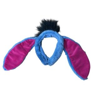 Vintage Walt Disney Disneyland Eeyore Ears Headband Blue Pink Plush Costume